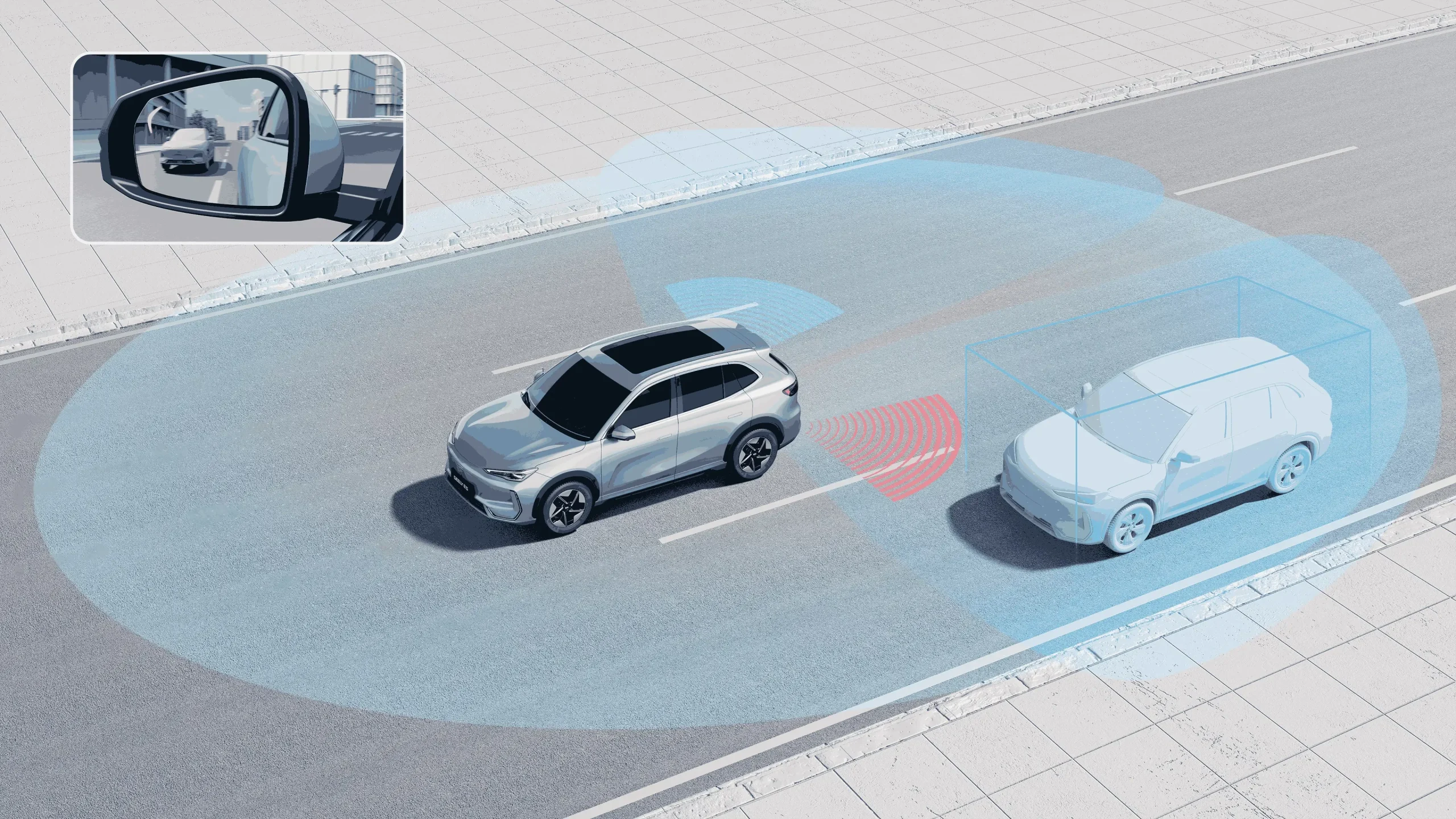 GEELY E5 ELEKTROMOS SUV 21 GEELY MENTES E5 holttérfigyelő rendszer