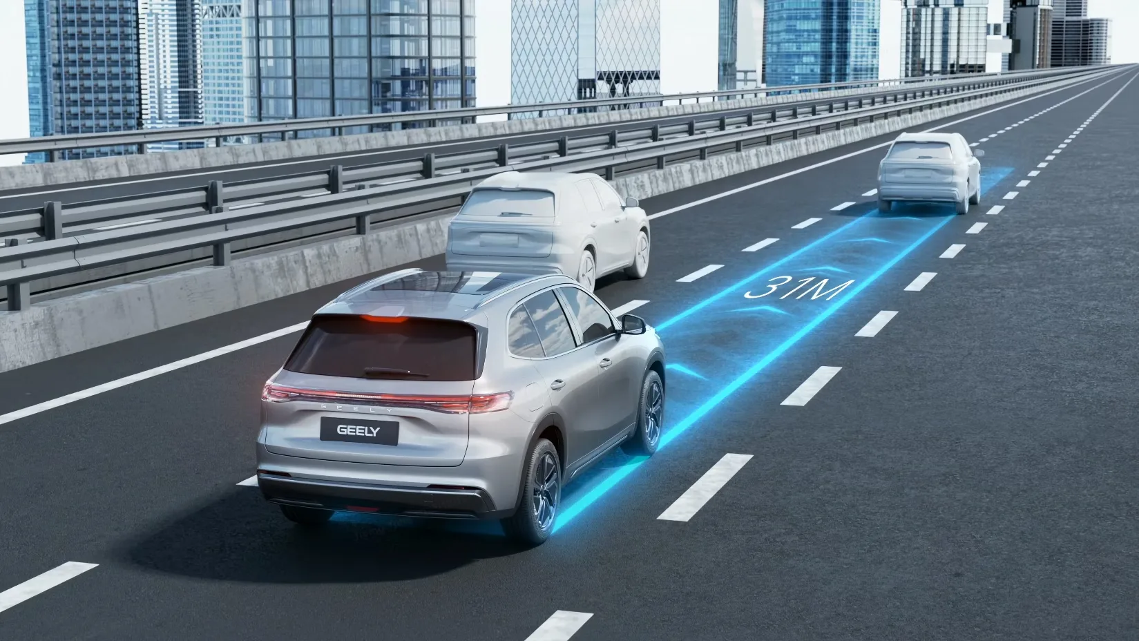 GEELY STARRAY EM-i 18 GEELY MENTES STARRAY: ADAPTIV TEMPOMAT: A forgalomhoz igazítva tartja a beállított sebességet és a biztonságos követési távolságot.