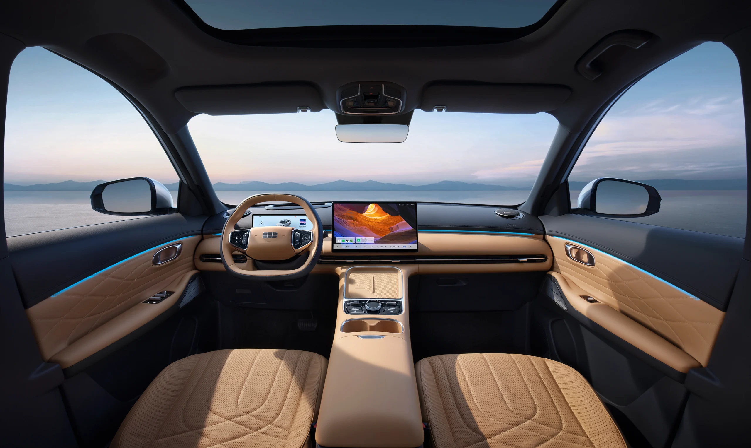 GEELY STARRAY EM-i 6 DIGITÁLIS ÉLMÉNY MINDEN ÚTON: A 15,4” HD érintőkijelző intuitív kezelést és modern digitális élményt kínál minden utazás során.